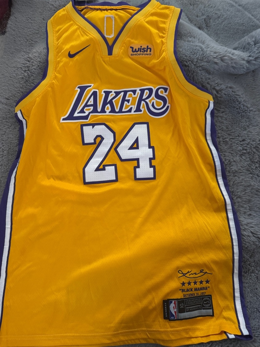 Nike Yellow & Purple Los Angeles Lakers #24 Basketball Jersey
